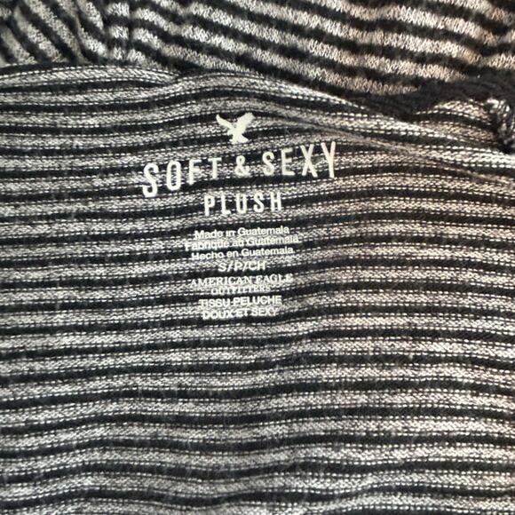 American Eagle Soft & Sexy Striped Lace-Up Lightweight Hoodie Tee Size Small - Picture 9 of 13